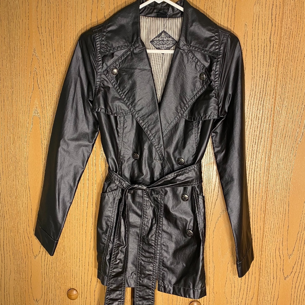 Jou Jou Black Leather Trench Coat